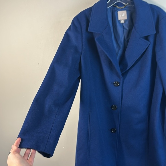 J.Jill Wool Pea Coat Overcoat Royal Blue Size M - Picture 11 of 14